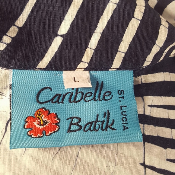 Caribelle Batik Men's Atomic Starburst Blue/white Large Cotton Lightweight Short - Picture 6 of 7